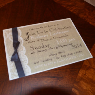 Invitation Dentelle vintage et Fête des mariées Burlap