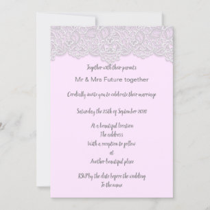 Invitation dentelle vintage jolie rose élégant mariage