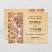 Invitation Dentelle vintage Lilac Damask Enregistrer la date (Devant / Derrière)