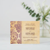 Invitation Dentelle vintage Lilac Damask Enregistrer la date (Debout devant)