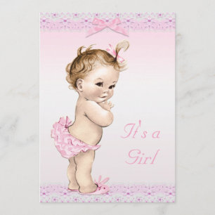 Invitation Dentelle vintage mignonne de Faux de douche de