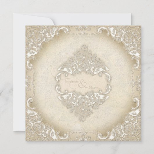 Invitation Dentelle vintage Monogramme Baroque Etching Swirl  (Devant)