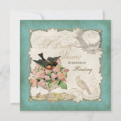 Invitation Dentelle Vintage Rose - Aqua Blue (Dos)