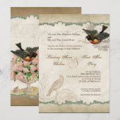 Invitation Dentelle Vintage Rose - Mocha (Devant / Derrière)