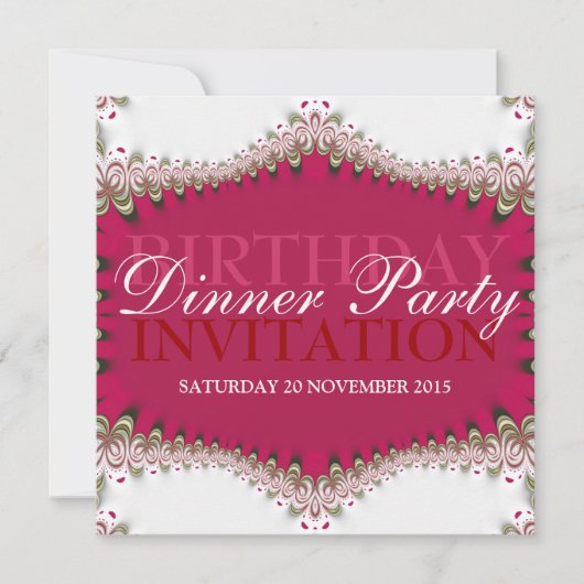 Invitation Dentelle Vintage rouge+blanche Anniversaire Dîner (Devant)