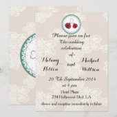 Invitation Dentelle vintage tendance mignonette coccinelle en (Devant / Derrière)