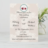 Invitation Dentelle vintage tendance mignonette coccinelle en (Debout devant)