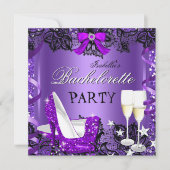 Invitation Dentelle violet à haut talon de Bachelorette Champ (Devant)