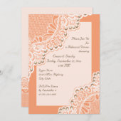Invitation Dentelles blanches et perles mariage corail répéti (Devant / Derrière)