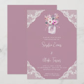 Invitation Dentelles de campagne & Fleurs de jarre Mason Mari (Devant / Derrière)