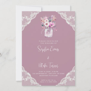 Invitation Dentelles de campagne & Fleurs de jarre Mason Mari