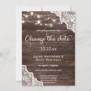 Invitation Dentelles en bois et lumières à cordes Modifier la