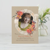 Invitation Dentelles, fleurs et oiseaux (Debout devant)