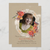 Invitation Dentelles, fleurs et oiseaux (Devant / Derrière)