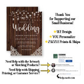 Invitation Dentelles rustiques à cordes de bois tout en un Ma