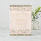 Invitation Dentelles rustiques de corail et mariage en bois d (Debout devant)