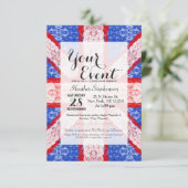 Invitation Dentelles Union Jack Angleterre Drapeau rouge, bla (Debout devant)