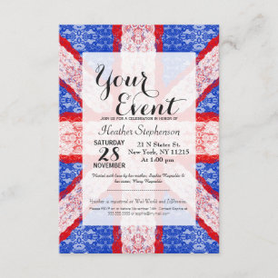 Invitation Dentelles Union Jack Angleterre Drapeau rouge, bla