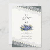 Invitation Dentelles vintages Et Perles Florales Enregistrer  (Devant)