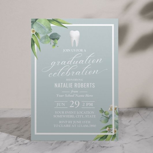 Invitation Dentist Botanical Foliage Elégant Graduation Party