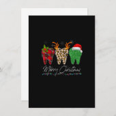 Invitation Dentist Christmas Funny Leopard Plaid Tooth Dental (Devant / Derrière)