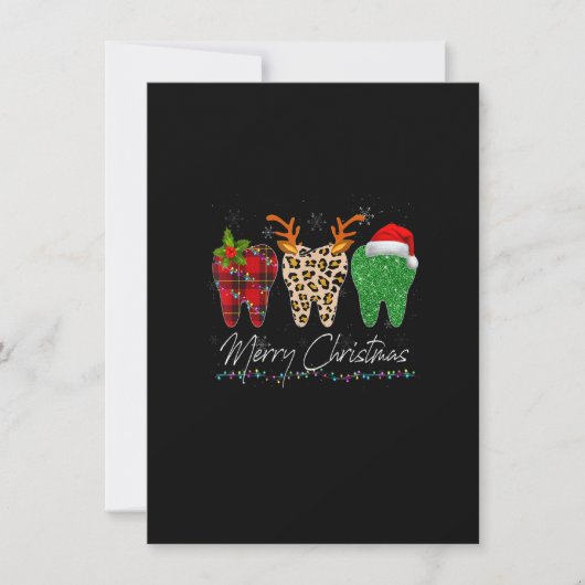 Invitation Dentist Christmas Funny Leopard Plaid Tooth Dental (Devant)