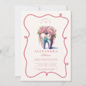 Invitation Dentiste dentaire rose Floral (Devant)
