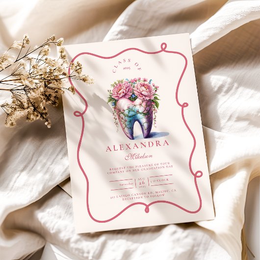 Invitation Dentiste dentaire rose Floral