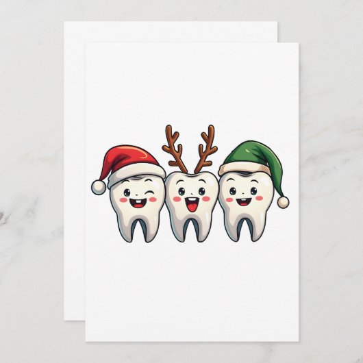 Invitation Dentiste Noël Dental Père Noël Floss Xmas Tree (Devant / Derrière)