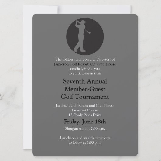 Invitation d'entreprise de tournoi de golf (Devant)