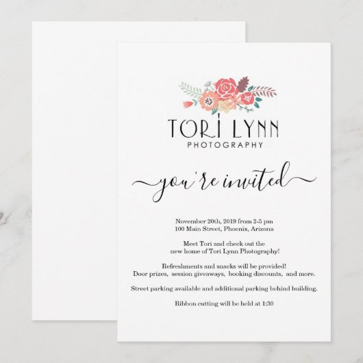 Invitation d'entreprise simple - Ajouter un logo (Devant / Derrière)