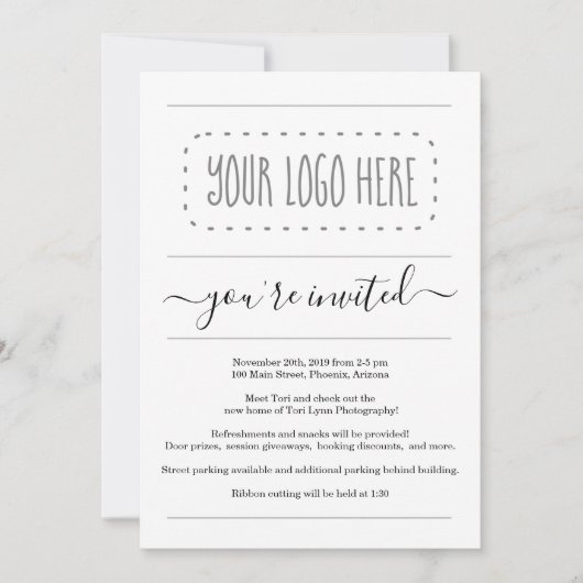 Invitation d'entreprise simple - Ajouter un logo (Devant)