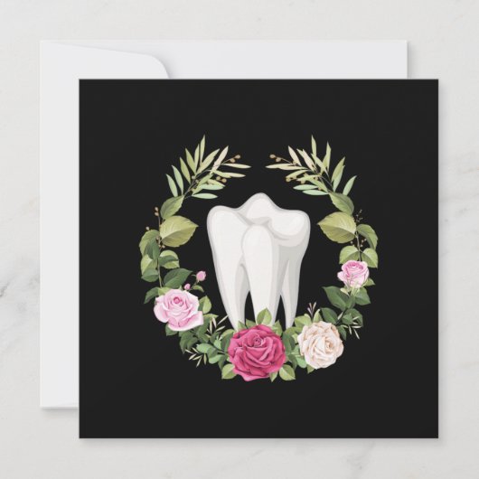 Invitation Dents Dents Fleurs Dentiste Dentaire Docteur Cadea (Devant)