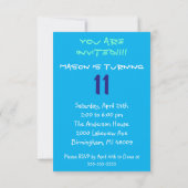 Invitation Dents du monstre 11e anniversaire de fête Invitati (Dos)