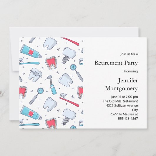 Invitation Dents et outils Retraite des Motifs dentaires (Devant)