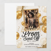 Invitation Départ de bal de promo modifiable doré pailleté sc (Devant / Derrière)