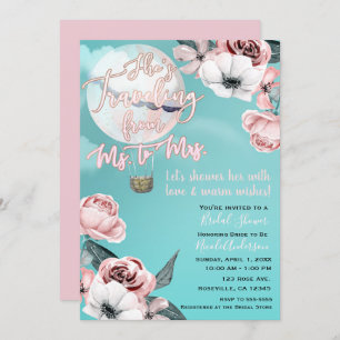 Invitation Déplacement de Mme à Mme rose de Teal de Fête de