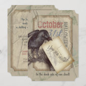 Invitation Déplaisant Black Crow Halloween, événement (Devant / Derrière)