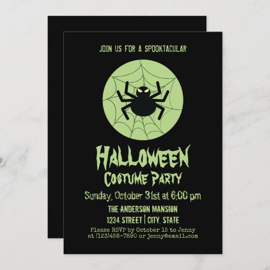 Invitation Déplaisant Black Spider Web Halloween Costume Part (Devant / Derrière)