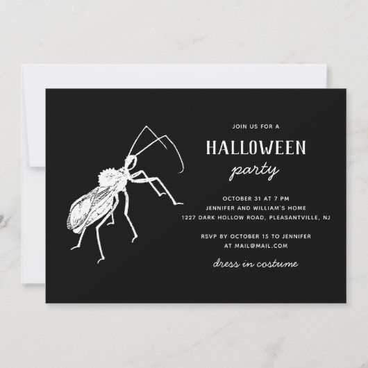 Invitation Déplaisant Bug Black Halloween Party | Insecte éff (Devant)