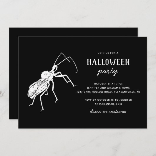 Invitation Déplaisant Bug Black Halloween Party | Insecte éff (Devant / Derrière)