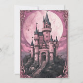 Invitation Déplaisant Castle Pleine lune Pink Sky Halloween P (Dos)