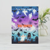 Invitation Déplaisant Ghost Bats Sky Halloween (Debout devant)
