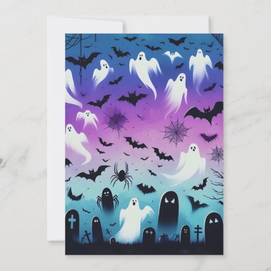 Invitation Déplaisant Ghost Bats Sky Halloween (Dos)