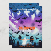 Invitation Déplaisant Ghost Bats Sky Halloween (Devant / Derrière)