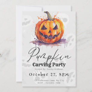 Invitation Déplaisant Jack-O' Lantern Grey Citrouille Carving