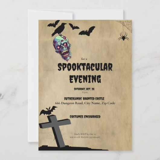 Invitation Déplaisant Skeleton Spooktacular Halloween Party (Dos)