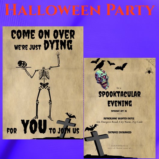 Invitation Déplaisant Skeleton Spooktacular Halloween Party