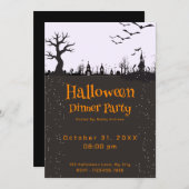 Invitation Déplaisant Town Dark Silhouette Halloween Dîner (Devant / Derrière)