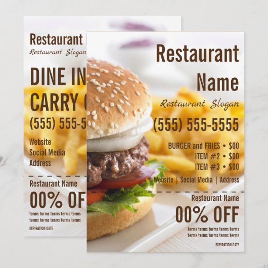Invitation Dépliant Burger 5x7 (Devant / Derrière)